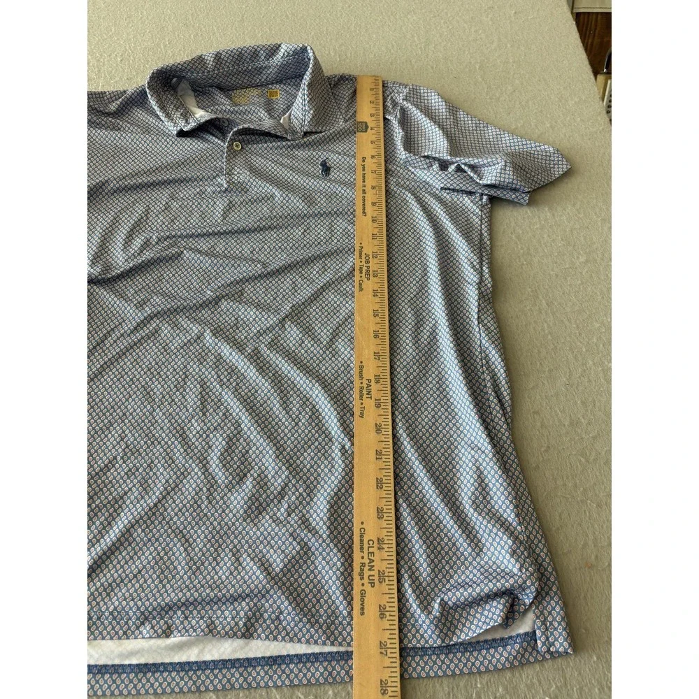 Polo Ralph Lauren Polo Shirt Mens Large Blue‎ Paisley Performance Golf Stretch